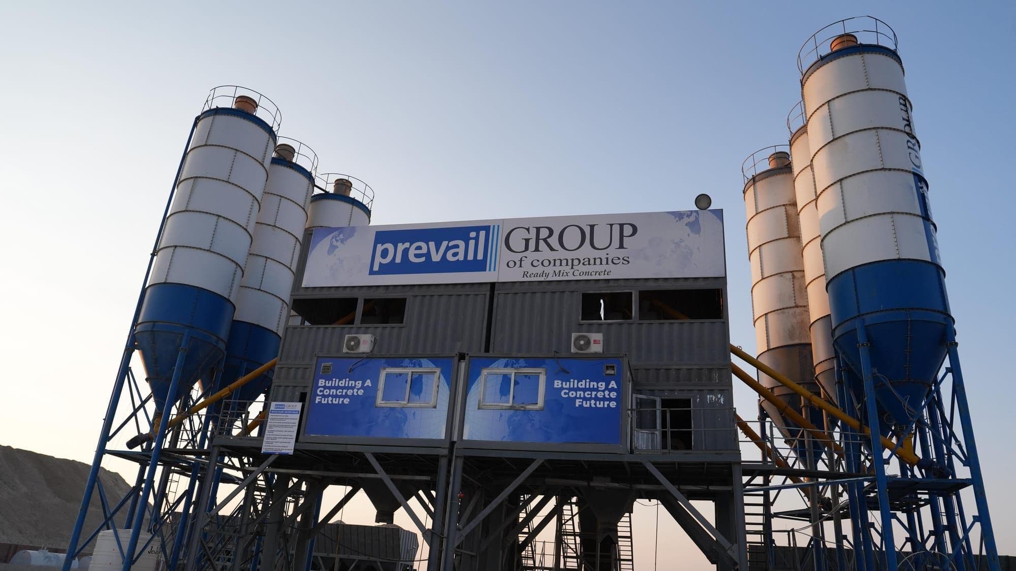 The Prevail Concrete batching plant at sunset